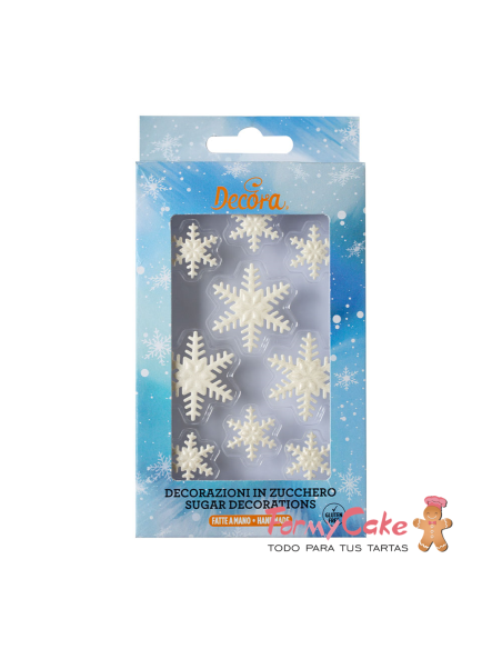 Decoración De Azúcar Copos De Nieve 9ud  Decora