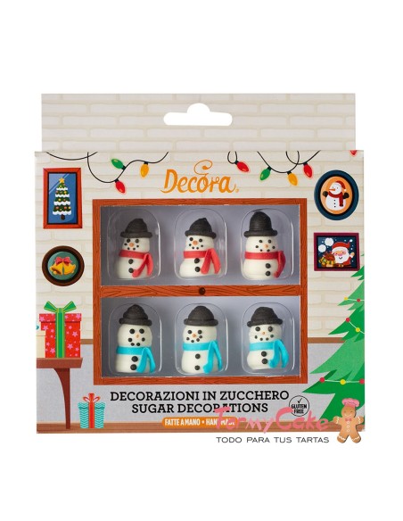 Decoración De Azúcar Muñecos De Nieve 3D  Decora