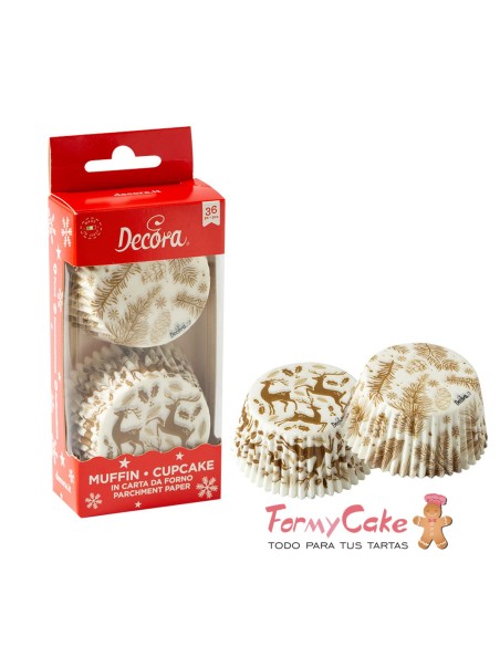 Cápsulas Cupcakes Navidades Doradas 36uds Decora