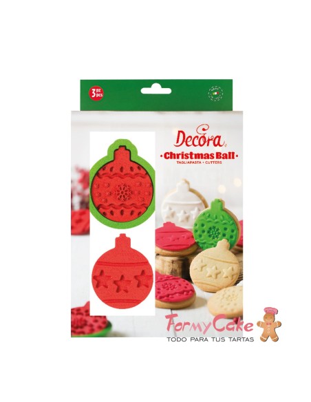 Juego de Marcador y Cortador de Galletas Bolas Navidad Decora