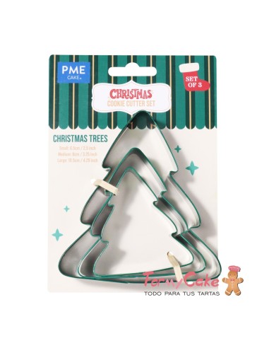 Cortador Galletas Árboles Navidad 3ud PME