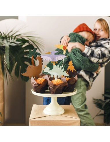 Topper Para Cupcakes Dinosaurios 6ud Partydeco