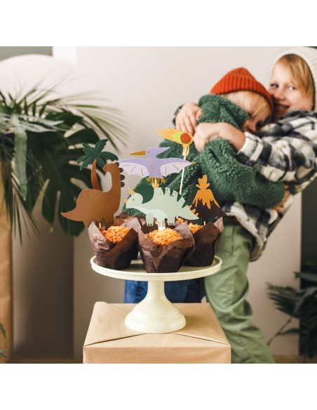 Topper Para Cupcakes Dinosaurios 6ud Partydeco