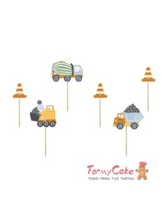 Topper Para Cupcakes Construcción 6ud Partydeco