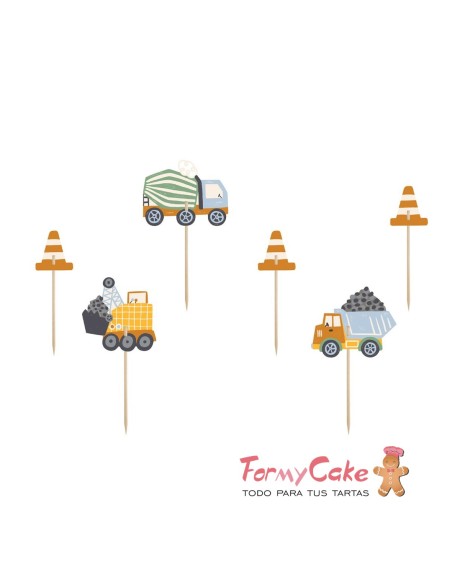 Topper Para Cupcakes Construcción 6ud Partydeco