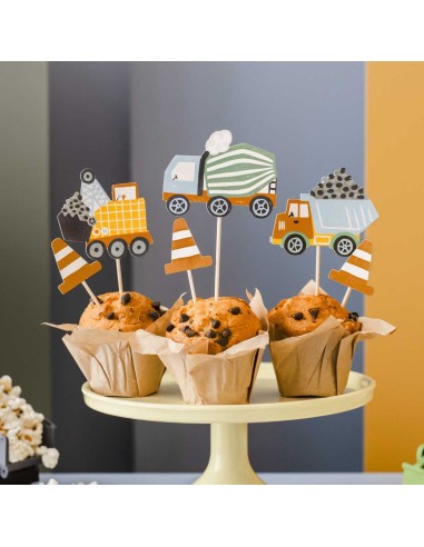 Topper Para Cupcakes Construcción 6ud Partydeco