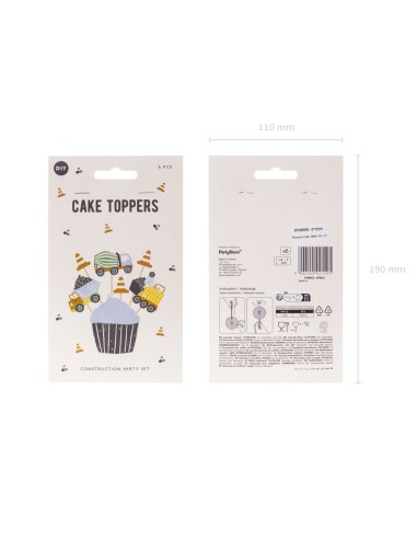 Topper Para Cupcakes Construcción 6ud Partydeco