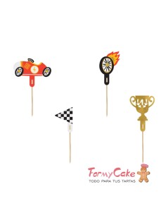 Topper Para Cupcakes Vehículos 4ud Partydeco