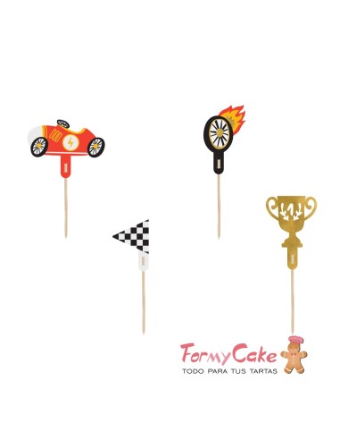 Topper Para Cupcakes Vehículos 4ud Partydeco
