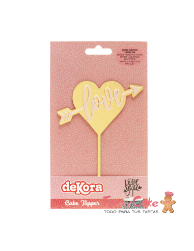 Topper Corazón Dorado Love Dekora