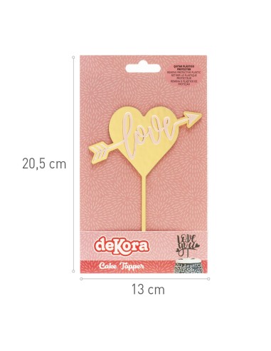 Topper Corazón Dorado Love Dekora