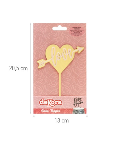 Topper Corazón Dorado Love Dekora