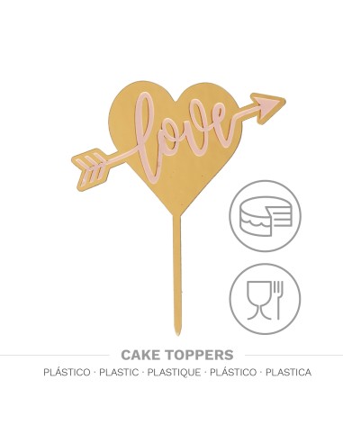 Topper Corazón Dorado Love Dekora