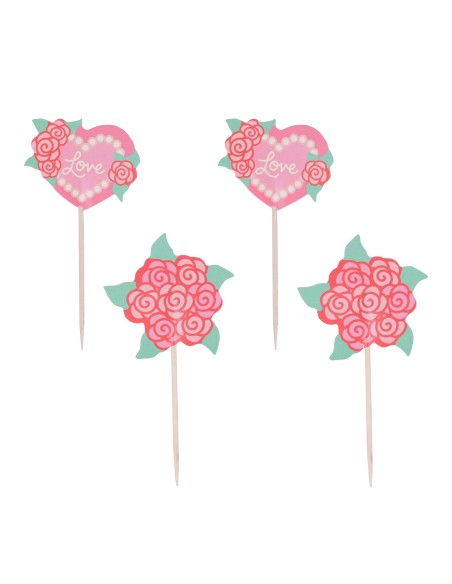 Toppers De San Valentín Rosas Para Cupcakes 24uds PME
