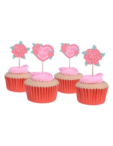 Toppers De San Valentín Rosas Para Cupcakes...