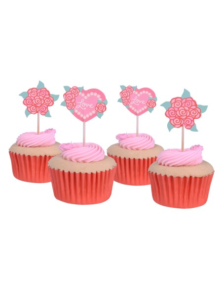 Toppers De San Valentín Rosas Para Cupcakes 24uds PME