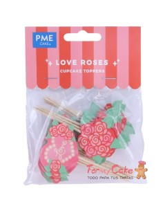 Toppers De San Valentín Rosas Para Cupcakes 24uds PME