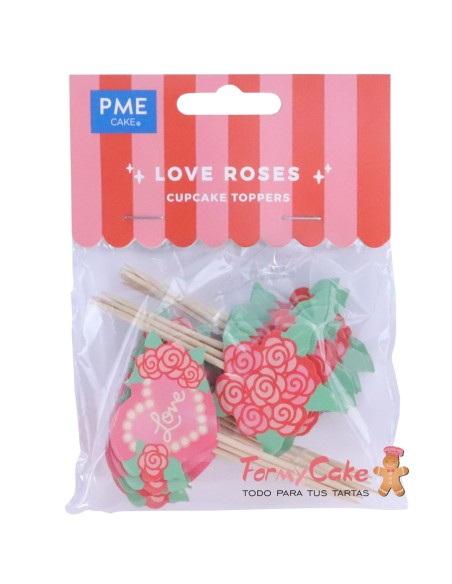 Toppers De San Valentín Rosas Para Cupcakes 24uds PME