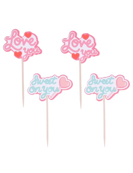 Toppers De San Valentín "Sweet On You" Para Cupcakes 24uds PME