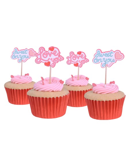 Toppers De San Valentín "Sweet On You" Para Cupcakes 24uds PME