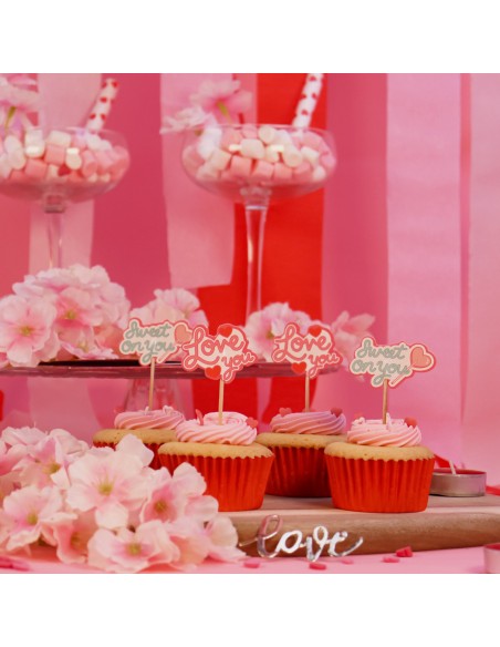 Toppers De San Valentín "Sweet On You" Para Cupcakes 24uds PME