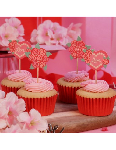 Toppers De San Valentín Rosas Para Cupcakes...