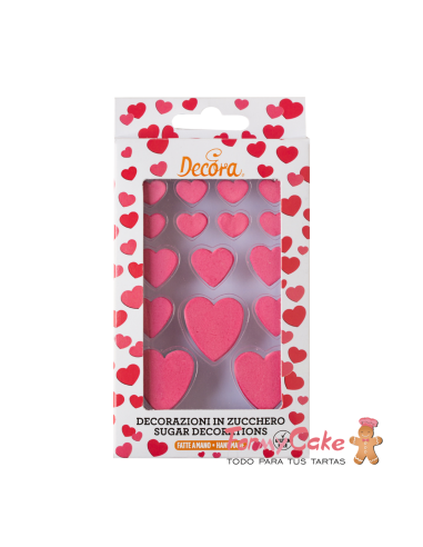 Decoraciones De Azucar Corazón Rojo 16ud. Decora