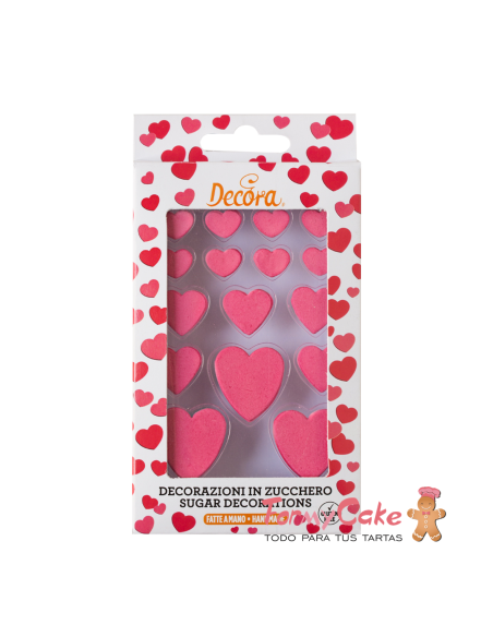 Decoraciones De Azucar Corazón Rojo 16ud. Decora