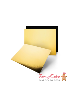 Base Rectangular Oro/Negra para Tartas 35x25cm Pastkolor