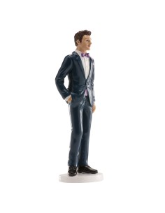 FIGURA DE BODA HOMBRE TRAJE AZUL 16 CM 2