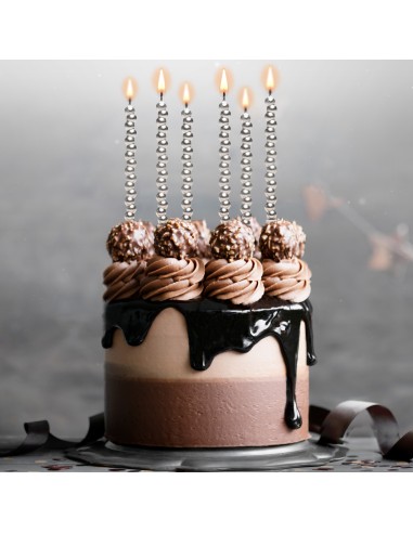 Velas para Tartas Burbuja Plateada 6ud Dekora