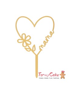 Topper Corazón Mamá Dorado Dekora