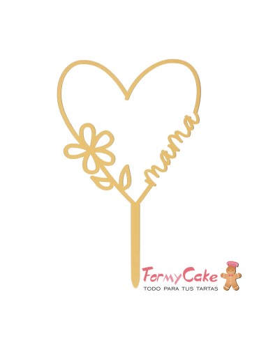 Topper Corazón Mamá Dorado Dekora