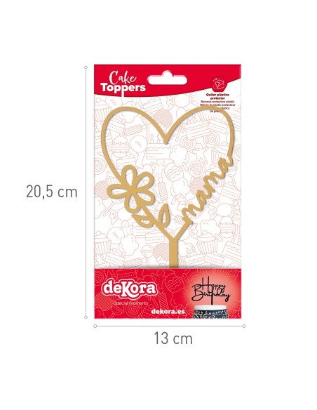 Topper Corazón Mamá Dorado Dekora
