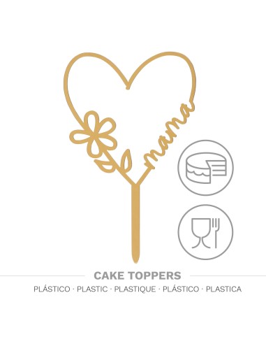 Topper Corazón Mamá Dorado Dekora