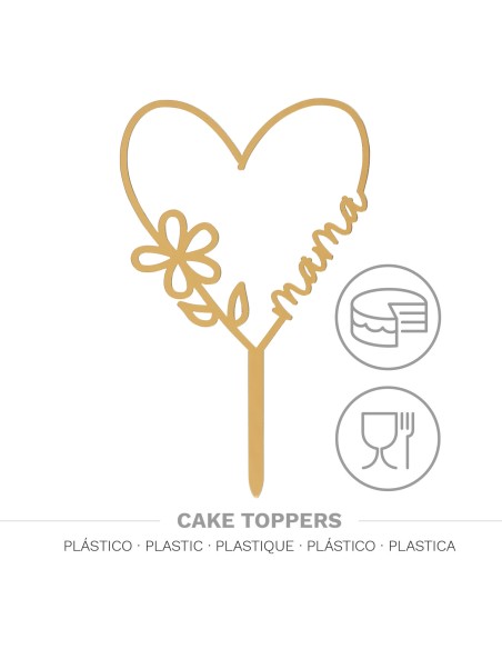 Topper Corazón Mamá Dorado Dekora