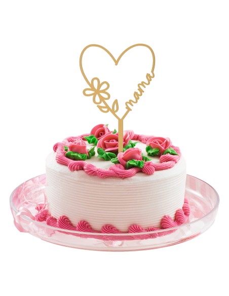 Topper Corazón Mamá Dorado Dekora