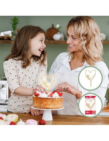 Topper Corazón Mamá Dorado Dekora