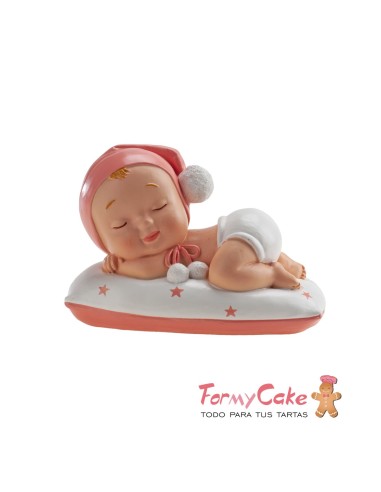 Figura para Tarta Bautizo Niña Dormida Pompón...
