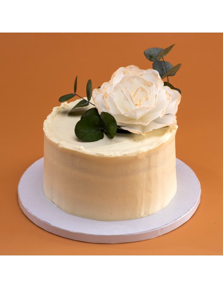 Rosa De Oblea Blanca Borde Dorado Dekora