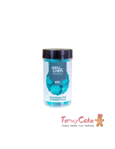 Bolas De Azucar Blue Glitter 60g.  Azucren