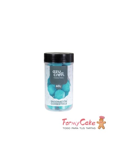 Bolas De Azucar Turquesa Glitter 60g.  Azucren