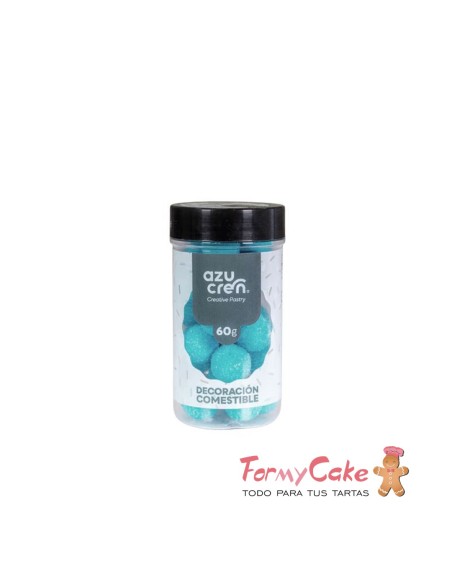 Bolas De Azucar Turquesa Glitter 60g.  Azucren