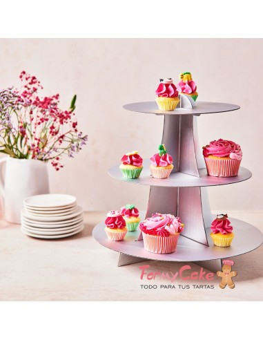 Stand para Cupcakes Plateado Funcakes
