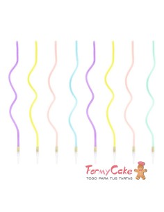 Velas Curl Mix 16cm, 8uds PartyDeco