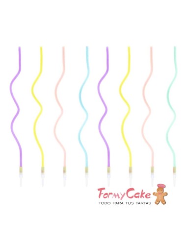 Velas Curl Mix 16cm, 8uds PartyDeco