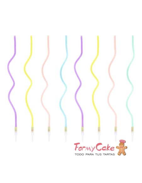 Velas Curl Mix 16cm, 8uds PartyDeco