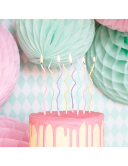 Velas Curl Mix 16cm, 8uds PartyDeco