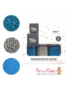 Set Sprinkle Fideos Azul/Nonpareil Azul/Perlas Plata Azucren
