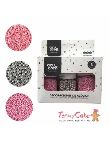 Set Sprinkle Fideos Rosa/Nonpareil Rosa/Perlas...